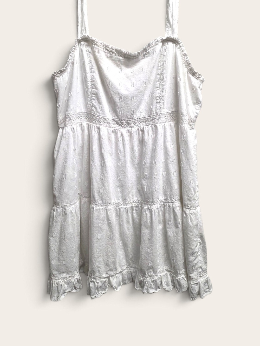 American Eagle Outfitters White Eyelet Ruffle Sundress